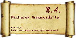 Michalek Annunciáta névjegykártya